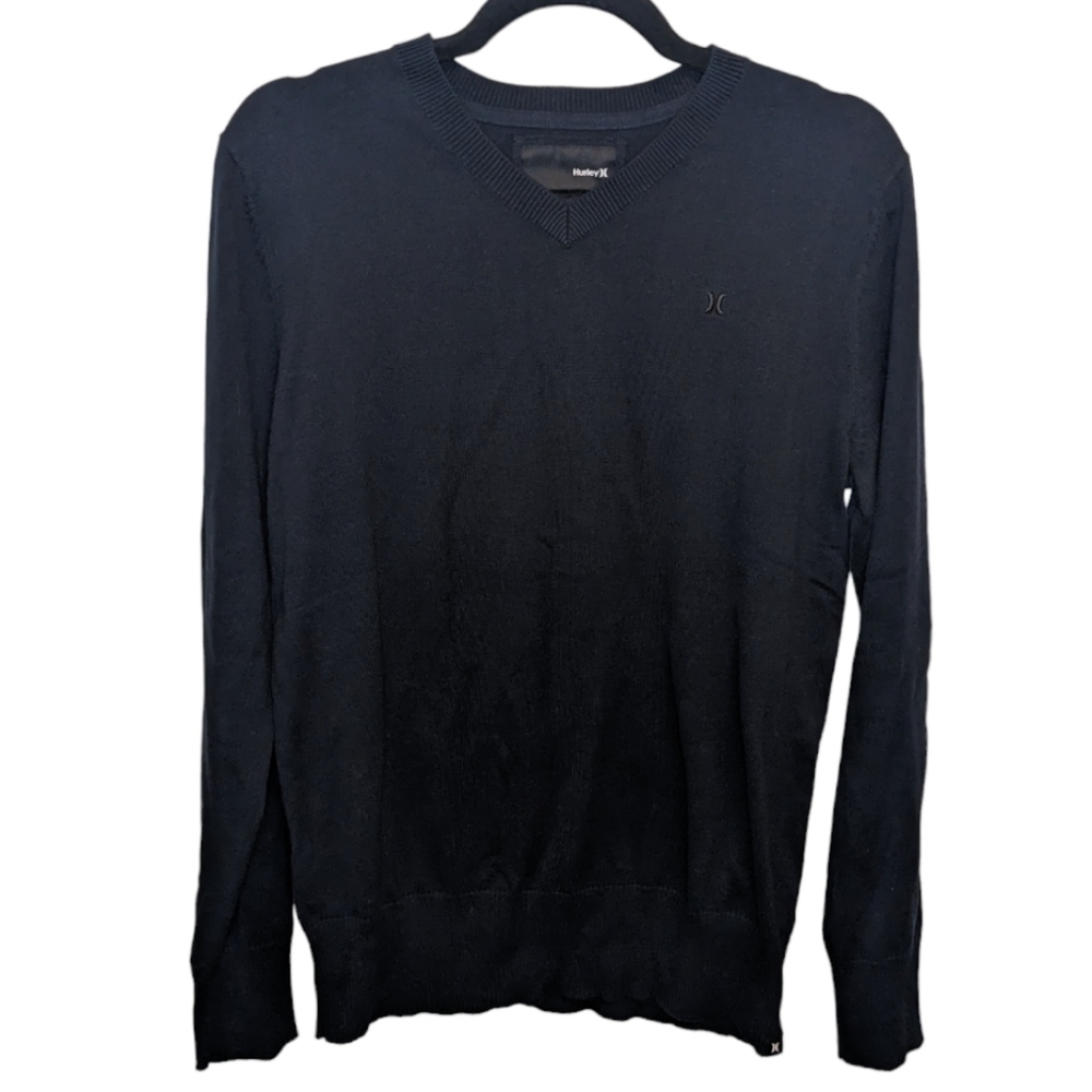 Hurley Men’s Dark Blue V-Neck Knit Sweater M 💙👕